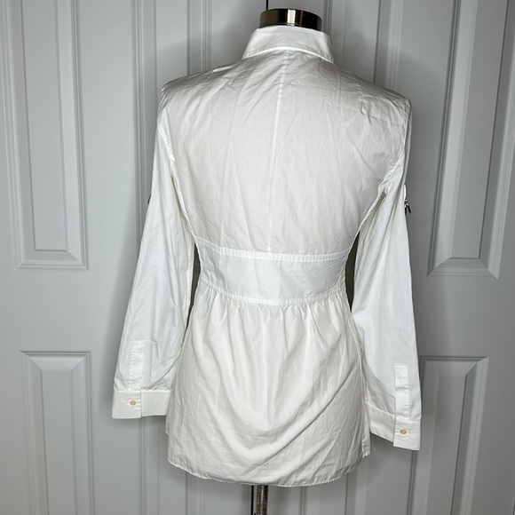 AKRIS Punto Long Sleeve Button Down Tunic Shirt in White 8 - Picture 5 of 11